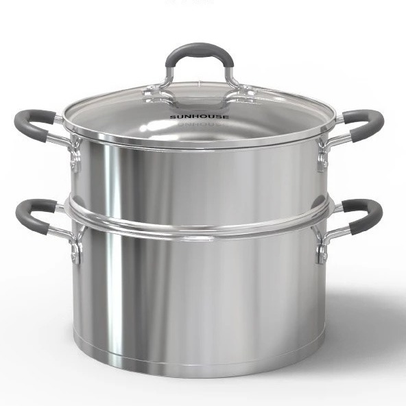Bộ nồi xửng Inox 3 đáy Sunhouse AM507-24 (Phi 24)